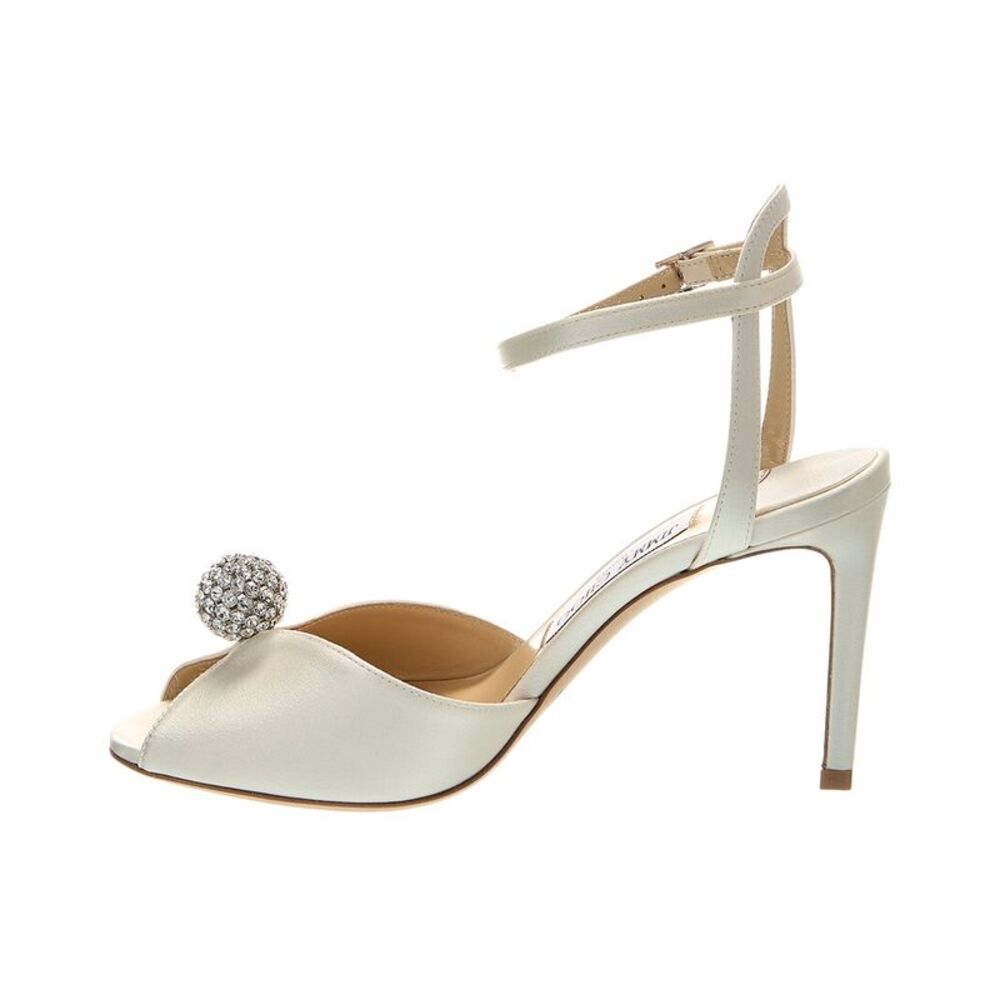 Jimmy Choo Sacora 85 Satin Sandal, White - Picture 2 of 5